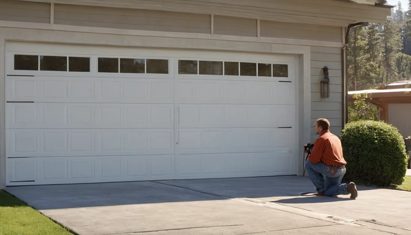 Independent garage door provider adjusting a track on a home garage door in the Denver area